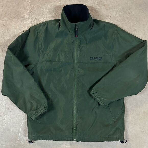 Chaps Ralph Lauren Mens Size Medium Jacket Dark Green Fleece Lined - Picture 2 of 10
